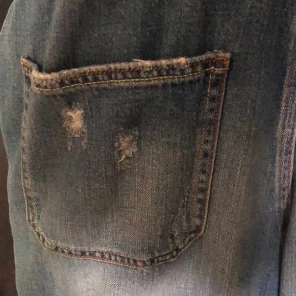 Zara Distressed Denim Short Overalls - Picture 4 of 6